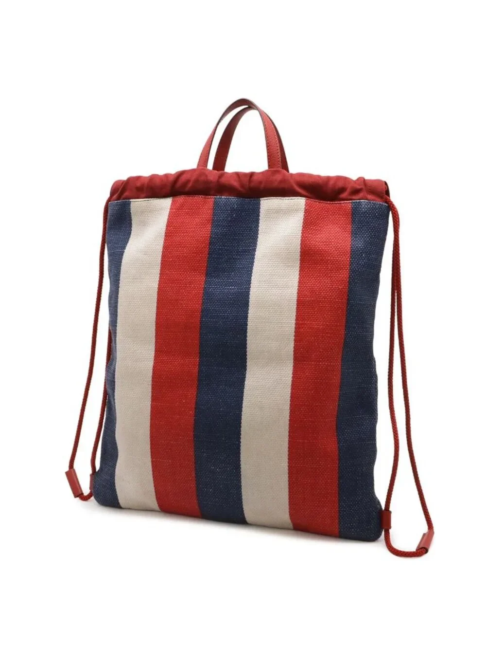 Gucci Print Tricolor Drawstring Backpack Canvas Leather Red Blue